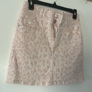 Pink cheetah print jeans skirt